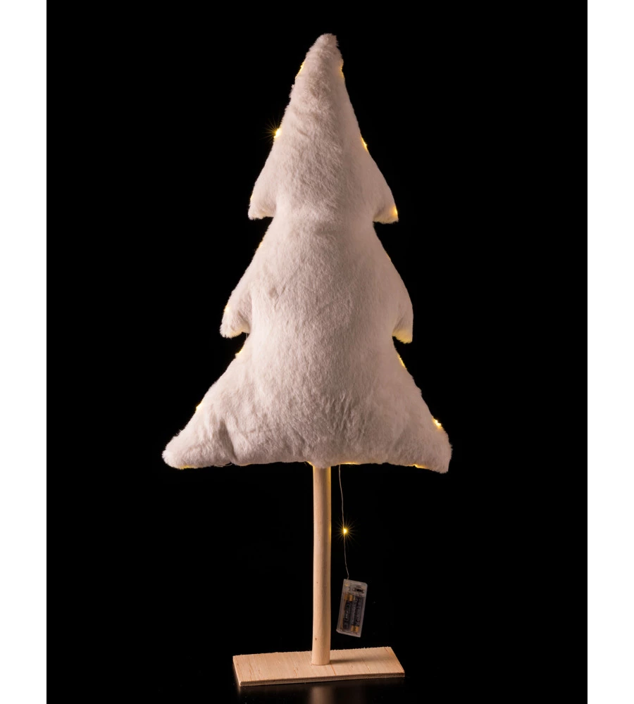 Albero peluche con luci led e pianta in legno, 100 cm